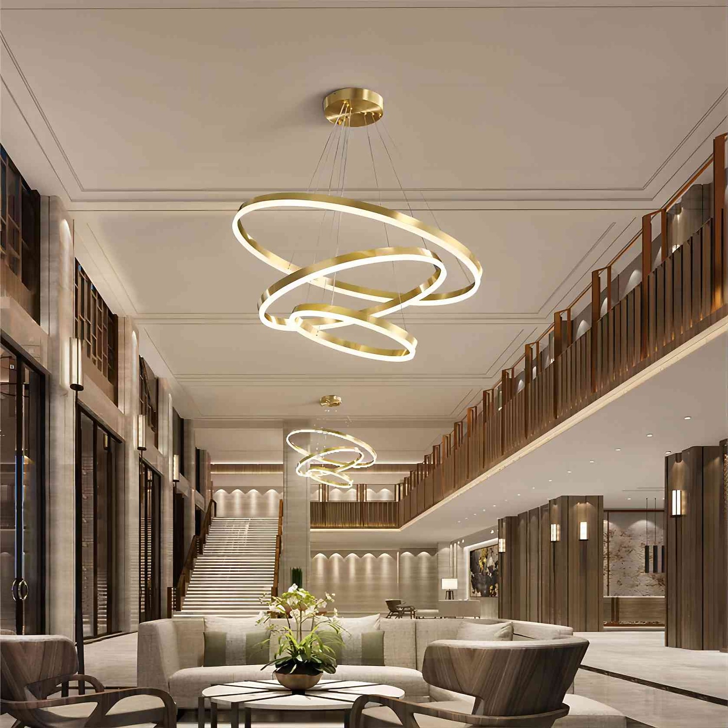 led pandantiv inel design cerc 3 inele 40/60/80cm candelabre moderne acrilice reglabile 3000k stil modern contemporan bucatarie sufragerie casa bar lumina 110-240v alb cald 2026 - $731.59 –P8