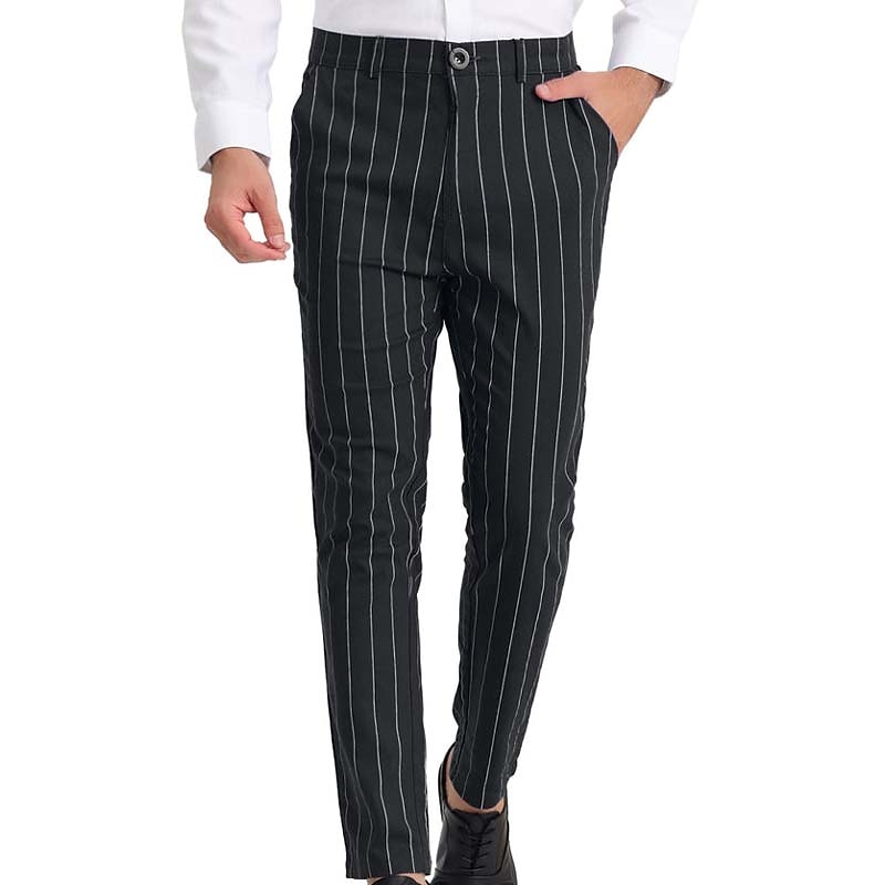 Men's Trousers Chinos Jogger Pants Pocket Straight Leg Stripe Comfort Daily Holiday Going out Fashion Classic Black Blue Micro-elastic 2025 - $21.99 –P1