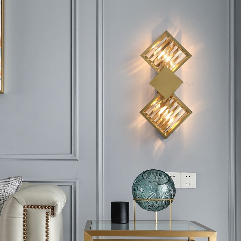 applique da parete a led applique da parete in cristallo lampada da parete geometrica, lampada da parete moderna in metallo dorato per testiera, lampade da parete nordiche per soggiorno, corridoio, del 2025 a $248.89 –P7