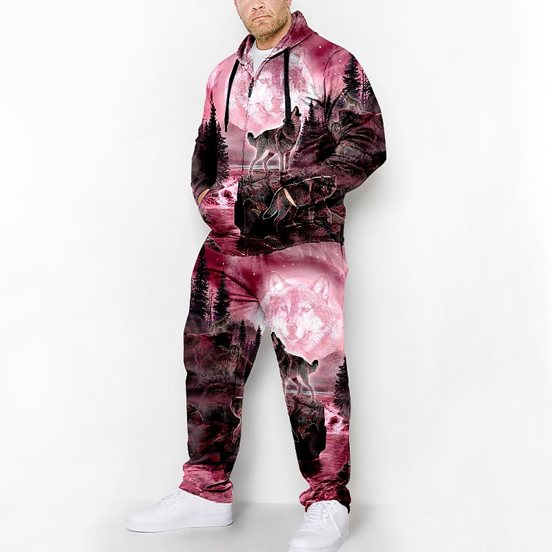 Per uomo Grafico Animale Lupo 2 pezzi Set di felpe 3D Felpa con Cappuccio Tuta Manica Lunga Pantaloni lunghi Con Cappuccio Moda Designer Casual Quotidiano Sportivo Uscire Stampa 3D Primavera & Autunno del 2025 a $56.99 –P3