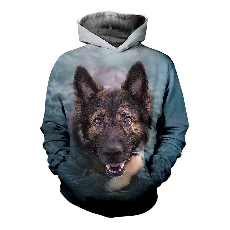 Sweat à capuche Pullover Enfants Garçon Animal Chien manche longue Poche Haut pour enfants Casual 3D effet Sweat à capuche Frais du quotidien Noir bleu marine Bleu Automne Hiver 7-13 ans de 2025 ? $18.99 –P6