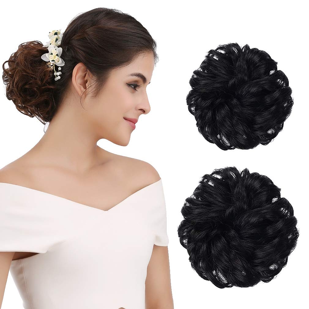 2pcs chignon désordonné chignon bouclé ondulé extensions de queue de cheval postiches cheveux chouchous wraps chignon pour femmes filles (plus chignon limité avec une longueur de cheveux plus longue de 2025 ? $18.49 –P10