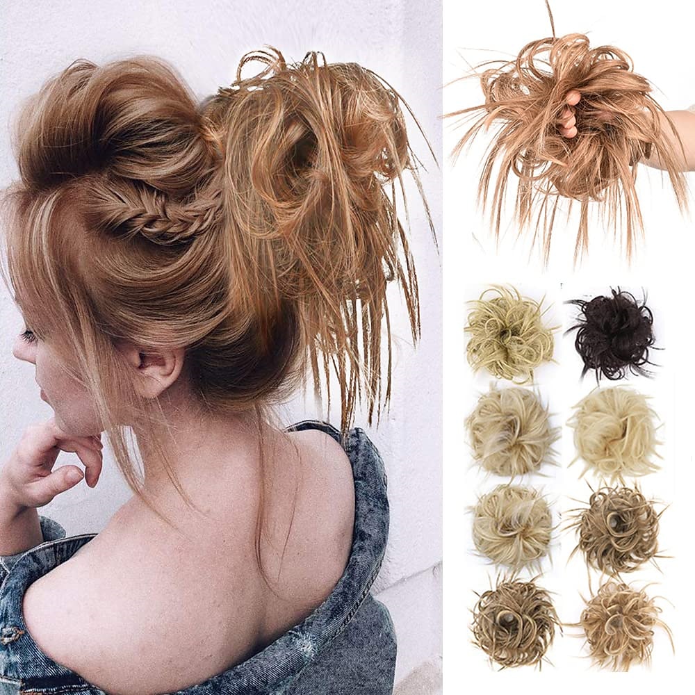 chignon ébouriffé chignon désordonné extensions de chignon avec élastique élastique queue de cheval chouchous pour femme (mélange brun blond clair) de 2025 ? $18.49 –P17
