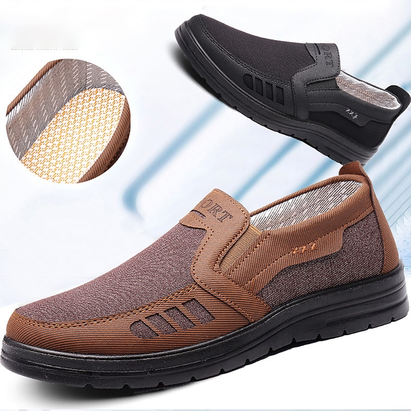 Herr Tofflor och Slip-Ons Komfort Loafers Plusstorlekar Tyg Loafers Komfortskor Vintage Klassisk Ledigt Utomhus Dagligen Kanvas Loafers Svart Brun Grå Färgblock Vår Höst 2025 - $26.99 –P1
