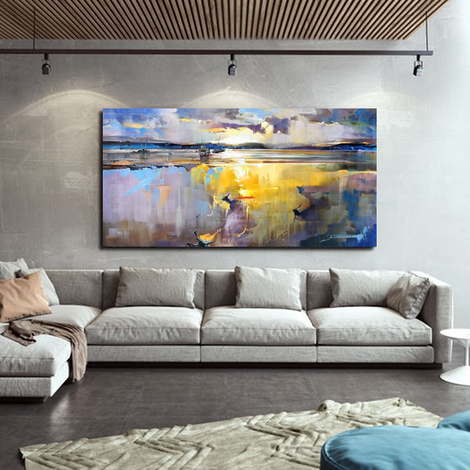 Peinture à l'huile Hang-peint Peint à la main Panoramique horizontal Abstrait Paysage Moderne Toile roulée (sans cadre) de 2025 ? $116.99 –P2