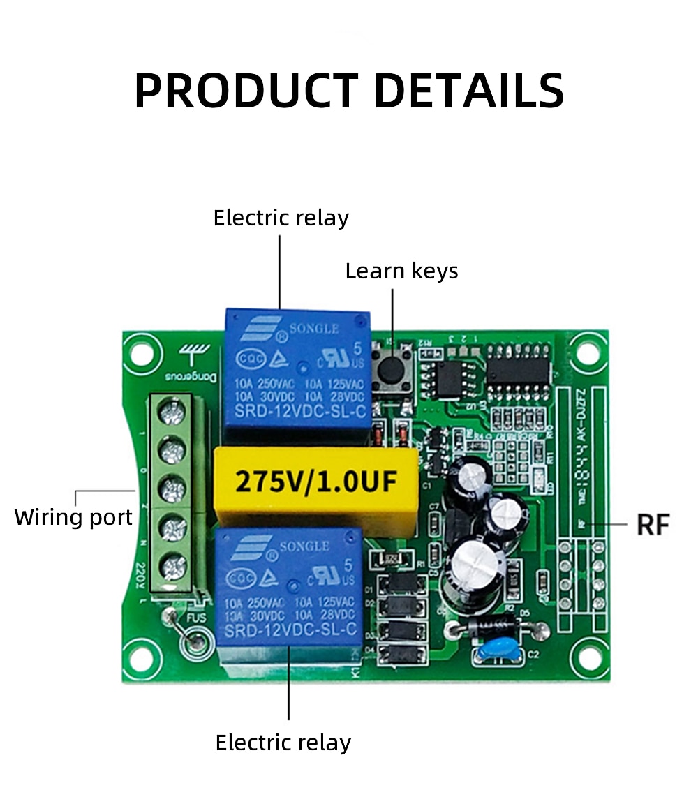 Motor Remote Control Switch Ac220V 2Ch Rf Wireless Remote Control Switch / Motor Up Stop Down /3 Button Remote /433Mhz Wireless Switch Transmitter with Receiver Learning Functional 2025 - $19.99 –P1