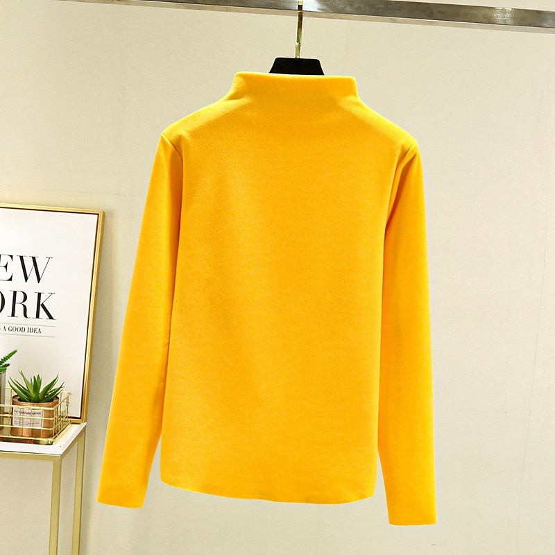 Per donna Maglieria intima Camicia di fondo Tinta unica Caldo sfocato Pile Sherpa Manica lunga A collo alto Collo di pile Top regolari Strada Informale Nero Giallo Rosa Blu marino Cachi Autunno del 2025 a $15.99 –P14