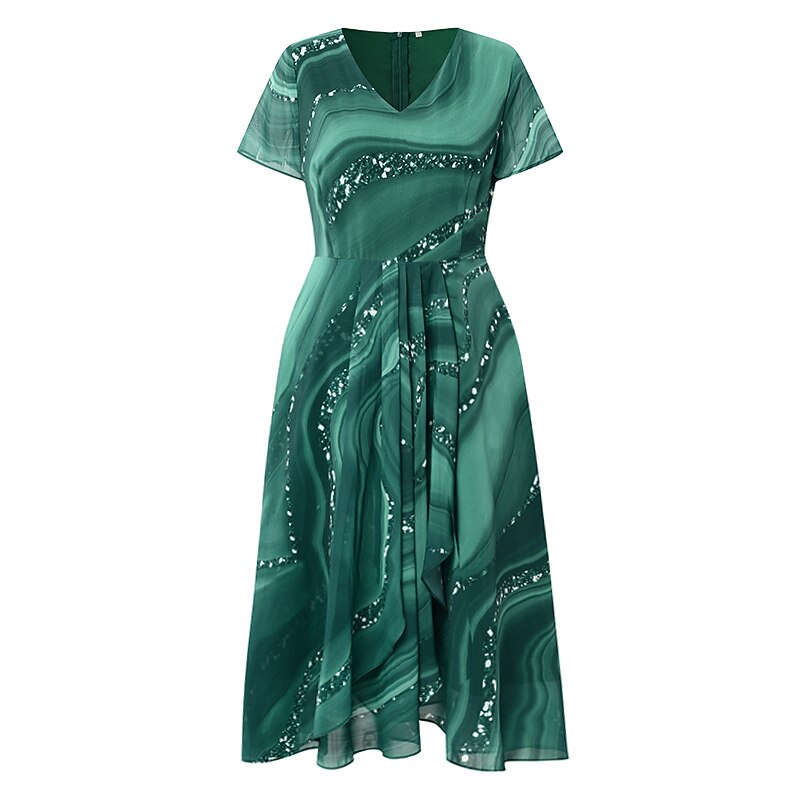 robe de soirée semi formelle pour femme robe swing robe longueur genou vert bleu gris manches courtes bloc de couleur imprimé printemps été col en v élégant lâche 2023 s m l xl xxl 3xl de 2025 ? $44.99 -P2