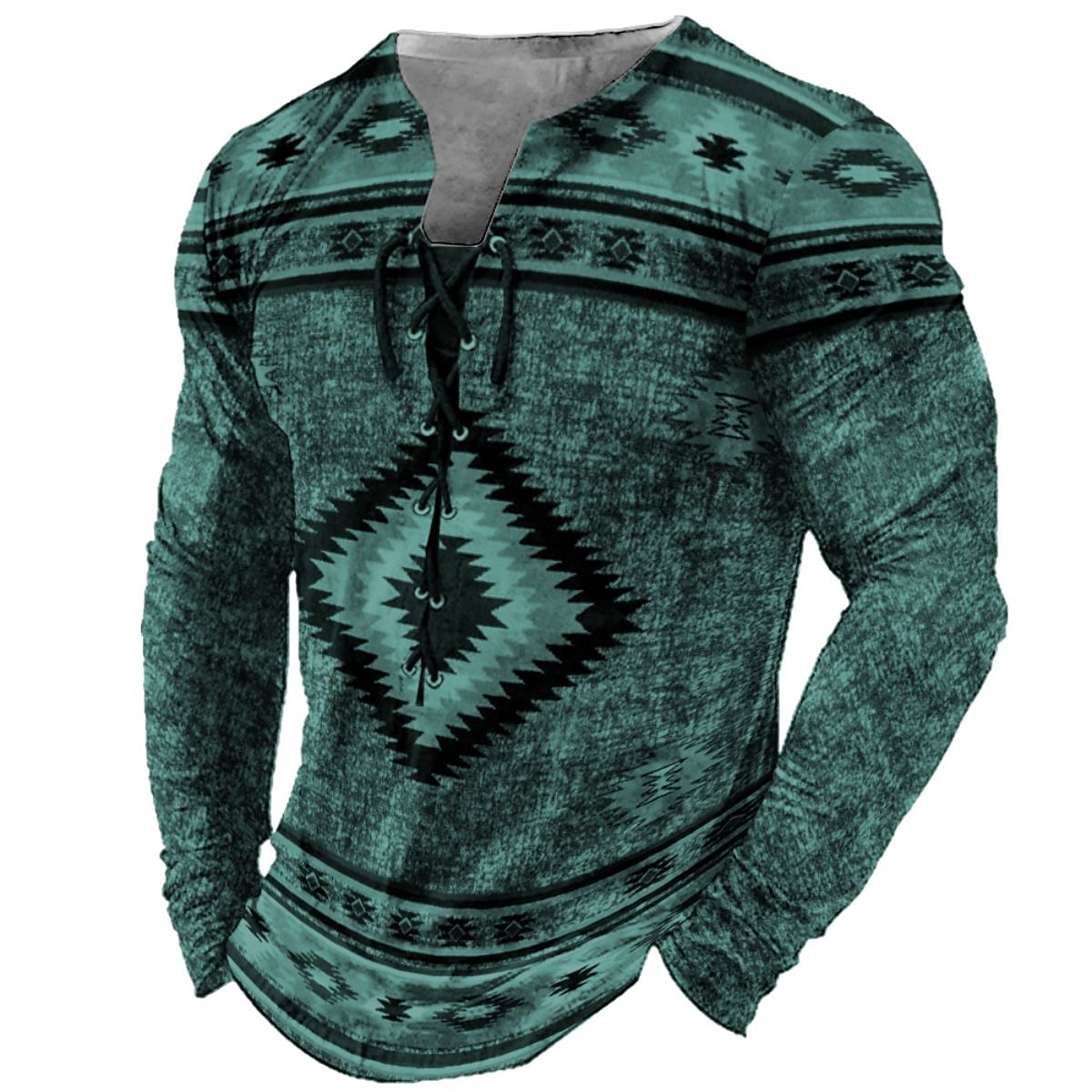 Homme T shirt Tee Tee Graphic Tribal Col Noir Vert Claire Rose Claire bleu marine Bleu 3D effet Extérieur Plein Air manche longue Lacet Imprimer Vêtement Tenue Design mode Rétro Vintage basique de 2025 ? $20.99 –P9