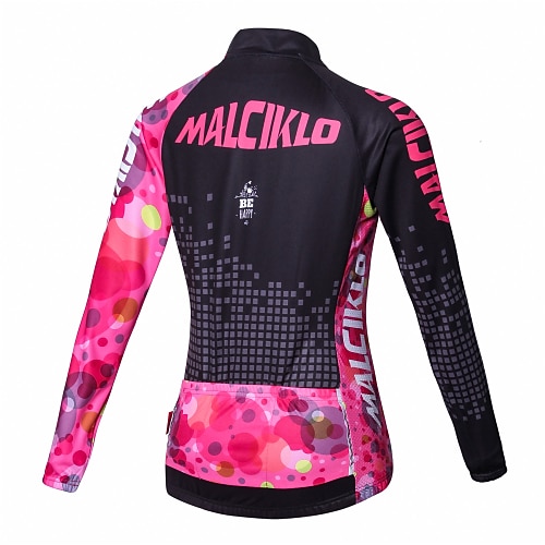 2025年 Malciklo 女性用 長袖 ビブタイツ付きサイクリングジャージー - ホワイト / ブラック プラスサイズ バイク サイクリングタイツ / 洋服セット, 高通気性, 3Dパッド, 速乾性 クールマックス®, ライクラ パッチワーク / 高弾性 / 上級  コレクション – $50.99 –P10