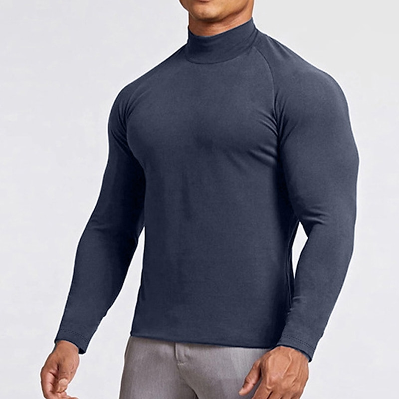 Men's T Shirt Turtleneck shirt Long Sleeve Shirt Long Sleeve Rolled collar Spring &  Fall Holiday Casual Comfortable Essential Vacation Holiday Weekend Black White Wine Top Tee for Men 2025 - $18.99 –P4