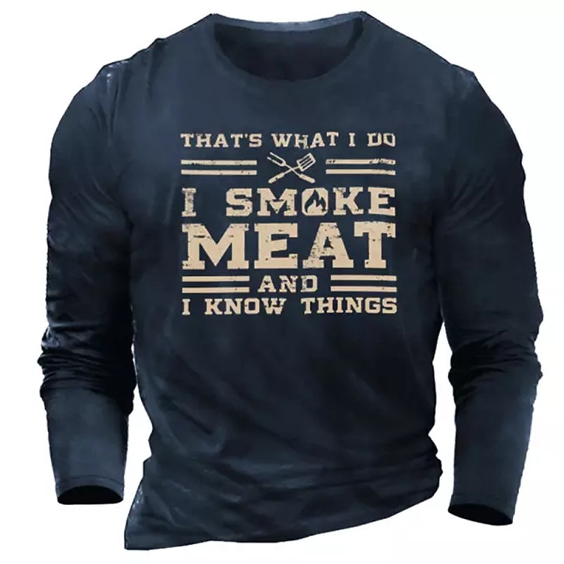 Herr Grafisk Brev T-shirt T-shirts Långärmad T-shirt 3D-tryck Rund hals Skjorta Designer Komfort Fritid Utomhus Dagligen Sport Svart Marinblå Militärgrön Vår & Höst Kläder S M L XL 2XL 3XL 2025 - $7.99 –P4