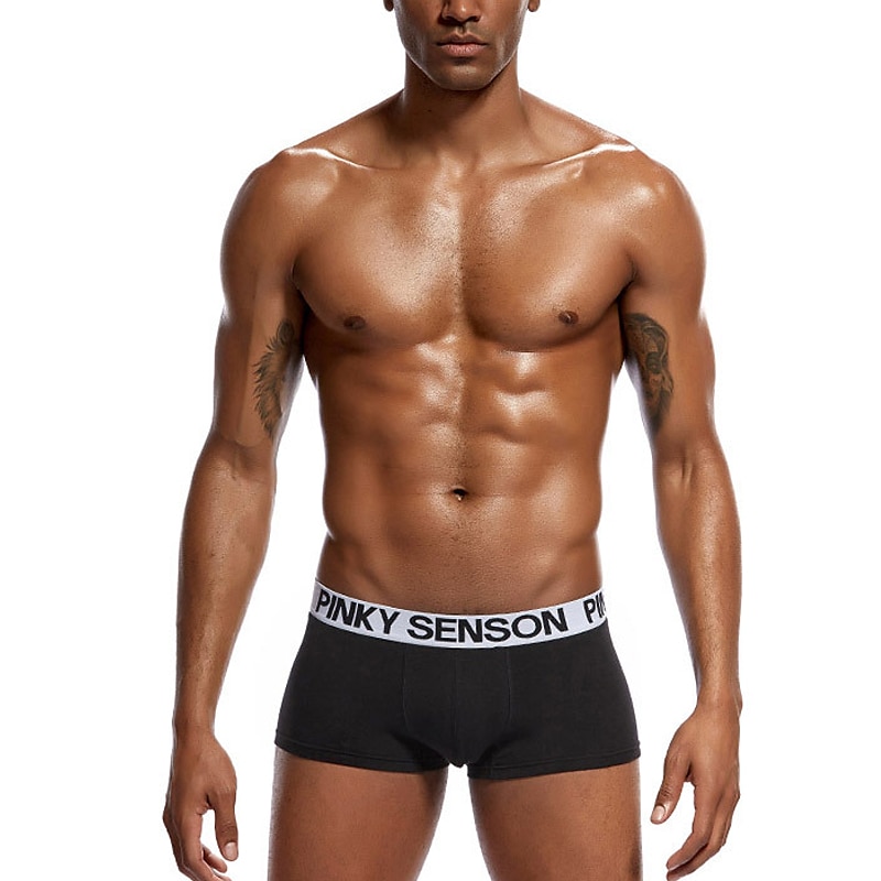 Herren 3 Pack Unterwäsche Unterwäsche Boxer Slip Polyester-Baumwoll-Gemische Waschbar Komfortabel Buchstabe Tiefe Hüfthöhe Schwarz Weiß 2025 - $12.99 –P7