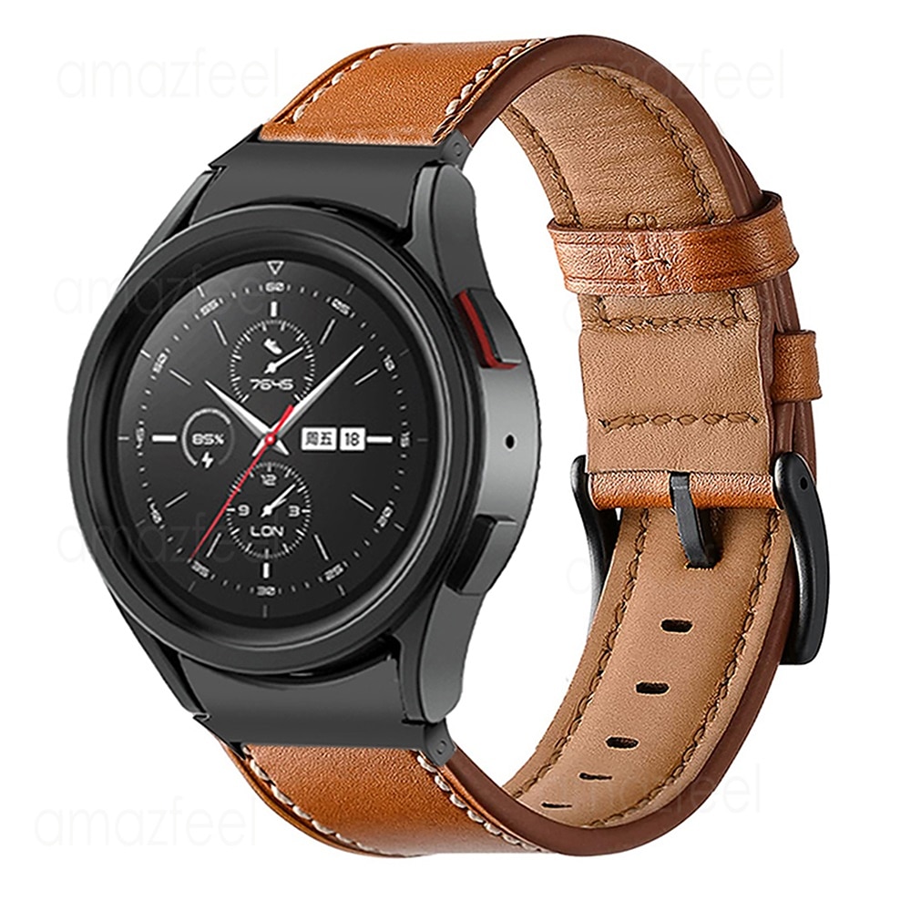 Watch Band for Samsung Galaxy Watch 7/6/5/4  40/44mm, Watch 5 Pro 45mm, Watch 6 Classic 43/47mm, Watch 4 Classic 42/46mm Genuine Leather Replacement  Strap Adjustable Breathable Shockproof Wristband 2025 - $20.99 –P5