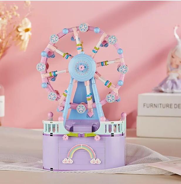 blocuri de construcție, set de blocuri de construcție cutie muzicală carusel 885 buc / 710. set de construcție pentru a construi, jucărie de asamblare pentru copii adulți un cadou grozav pentru cei 2025 - $54.99 –P12