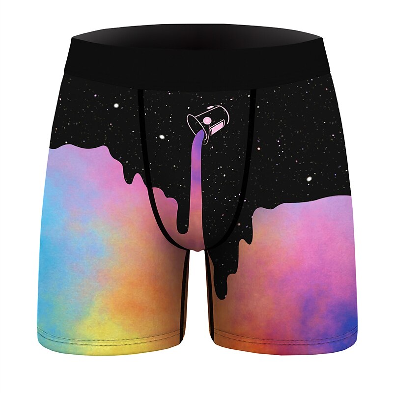 Homens 1 pacote Roupa Íntima Calcinha básica Cueca Boxer Cuecas Imprimir Algodão Poliéster Antibacteriano À prova de vazamento Arco-Íris Cintura Média Preto Rosa de 2025 por GBP £8 –P4