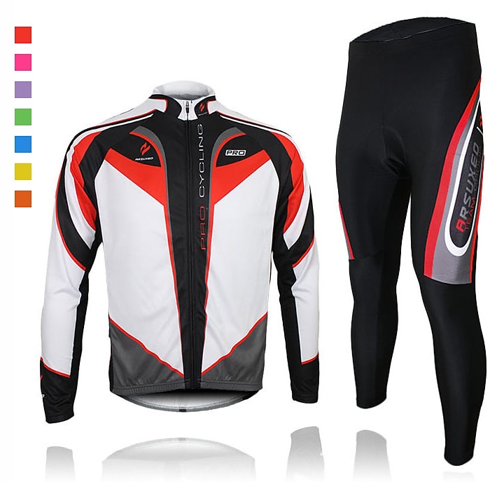 Arsuxeo Pánské Dlouhý rukáv Cyklodres a čapáky Cyklo bunda Léto Spandex Silikon Polyester Černá / červená Zelená Fialová Slátanina Legrační Jezdit na kole Celotělové oblečení Zahřívací 3D podložka 2025 - $69.99 –P1