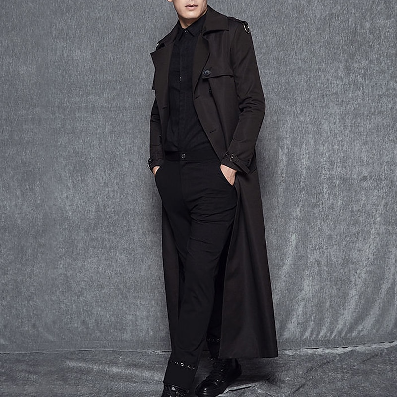 Herr Vinterkappa Övergångsjacka Trenchcoat Lång trenchcoat Kontor & Karriär Dagliga kläder Höst vinter Höst Polyester Håller värmen Vindtät jacka Ytterkläder Kläder Mode Uppvärmning Solid färg 2025 - $119.99 –P4