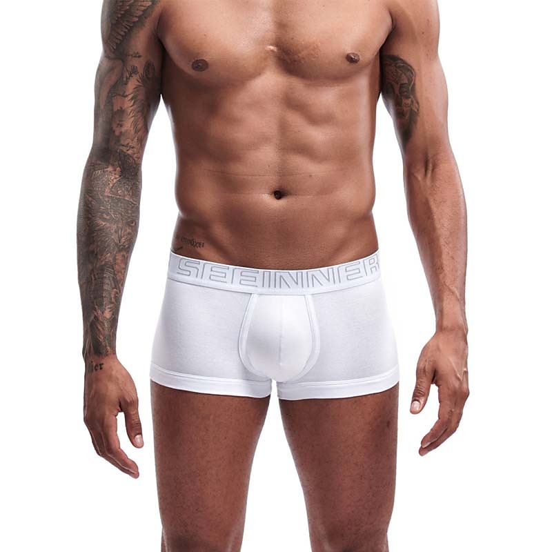 Men's 1pack Underwear Basic Panties Boxers Underwear Briefs Print Cotton Antibacterial Leak Proof Letter Mid Waist Black White 2025 - $10.49 –P1