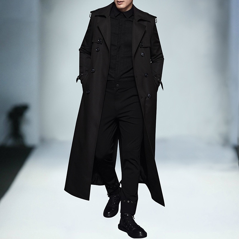 Herr Vinterkappa Övergångsjacka Trenchcoat Lång trenchcoat Kontor & Karriär Dagliga kläder Höst vinter Höst Polyester Håller värmen Vindtät jacka Ytterkläder Kläder Mode Uppvärmning Solid färg 2025 - $119.99 –P3