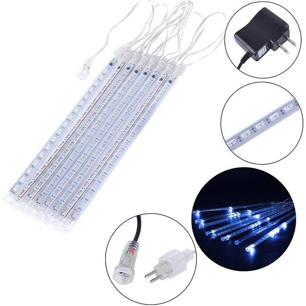 meteorregn regnlys 8 rør 30cm 50cm 384led 192led (11,8 "/ 19,7") strenglys utendørs vanntett til jul bryllupsfest dekorasjon 1 pakke 3 pakker 2025 - $17.49 –P4