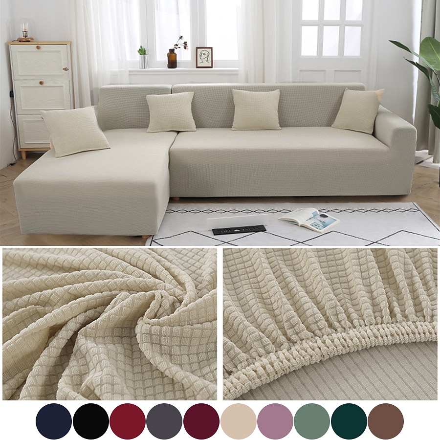 copridivano elasticizzato copridivano jacquard elastico divano componibile poltrona divanetto 4 o 4 o 3 posti bordeaux rosso a forma di L bianco grigio nero tinta unita morbido resistente lavabile (1 del 2025 a $24.99 –P4