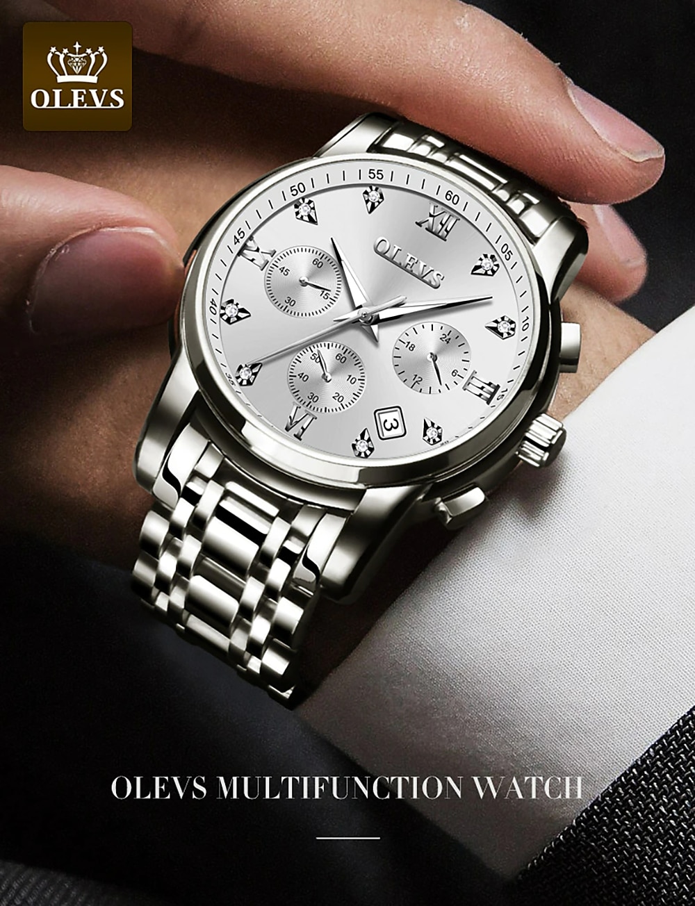 OLEVS Quartz Watch for Men Chronograph Luminous Luxury Wristwatch Large Dial Calendar Day Date Metal Stainless Steel Waterproof Wrist Watch Fashion Stylish Business Classic Gift 2026 - $39.99 –P15