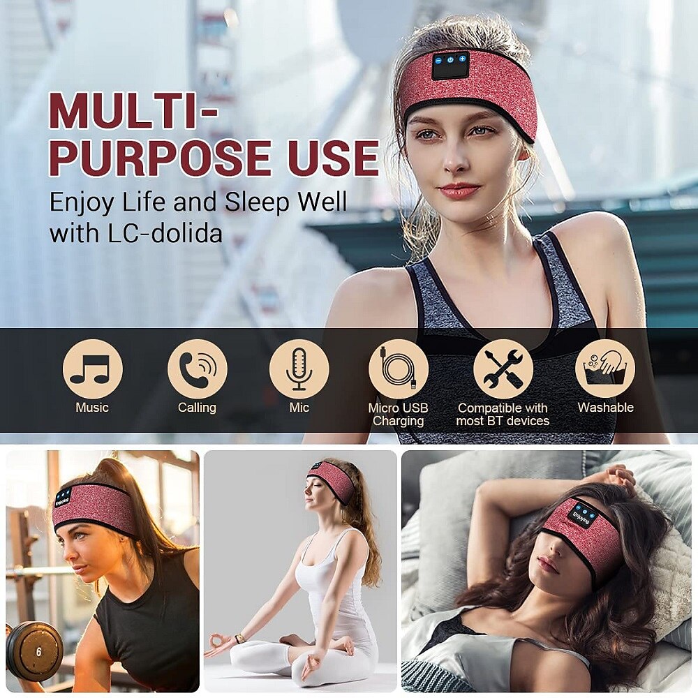 Sleep Headphones Bluetooth Headband Wireless Music Eye Mask Thin Stereo Speakers Mic Handsfree Music Earbuds for Side Sleepers Running Insomnia Travel Yoga Sleeping Band 2025 - $23.99 –P1