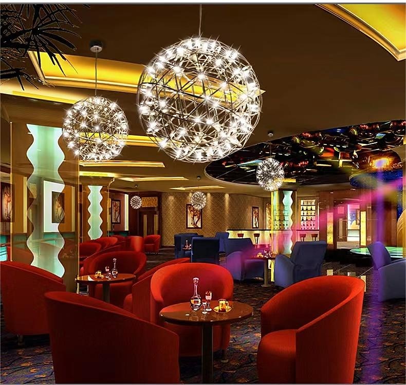 30 cm led pingente de luz led fogos de artifício e bola de faísca luminária de suspensão de teto globo de metal acabamentos pintados 110-120v 220-240v de 2026 por $177.99 –P8