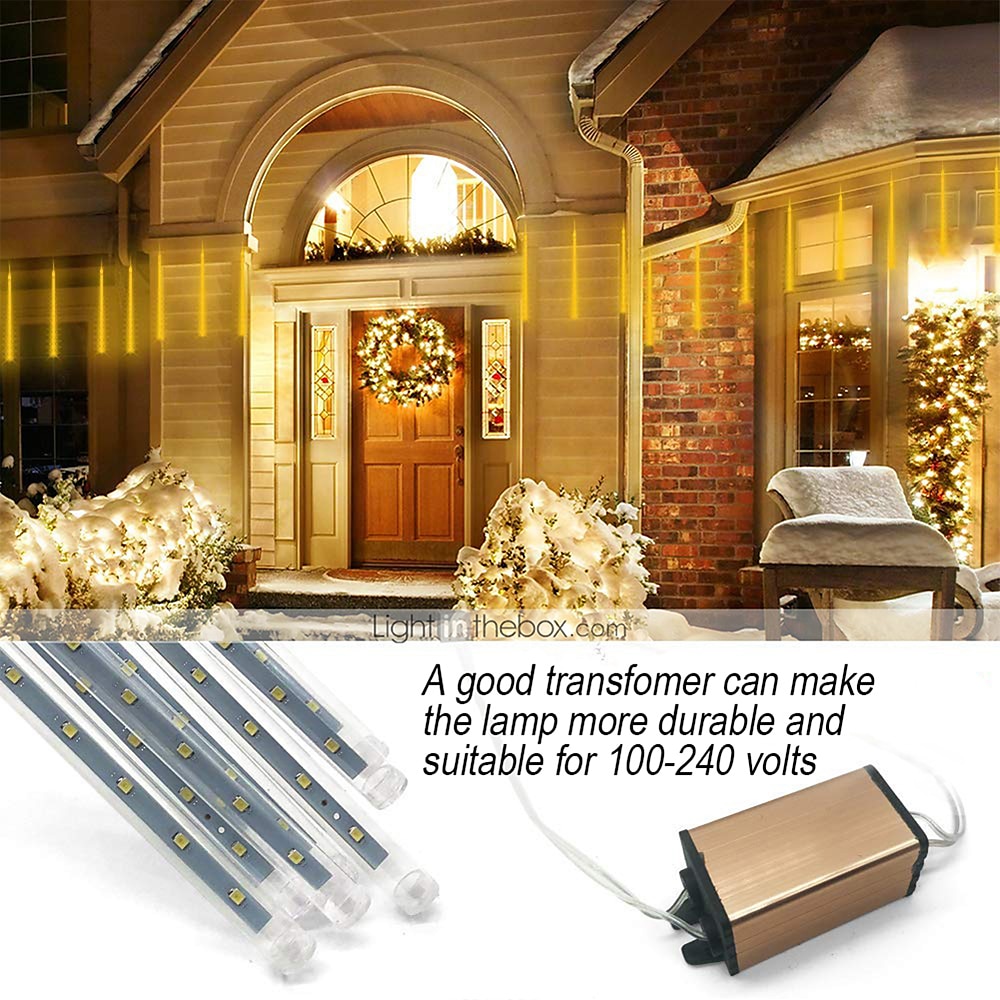 meteorregn regnlys 8 rør 30cm 50cm 384led 192led (11,8 "/ 19,7") strenglys utendørs vanntett til jul bryllupsfest dekorasjon 1 pakke 3 pakker 2025 - $17.49 –P12