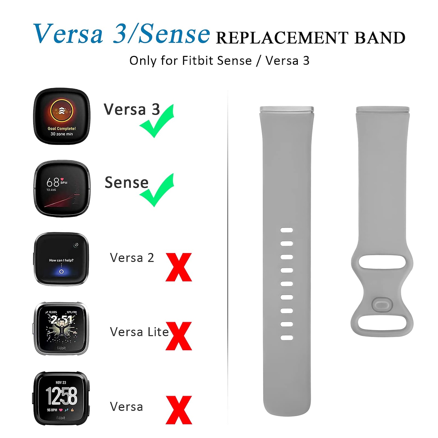 5 Pack Bands Compatible with Fitbit Versa 4 / Sense 2 / Versa 3 / Sense Bands Women Men Classic Soft Silicone Sport Band Replacement Wristband Strap 2026 - $16.99 –P4