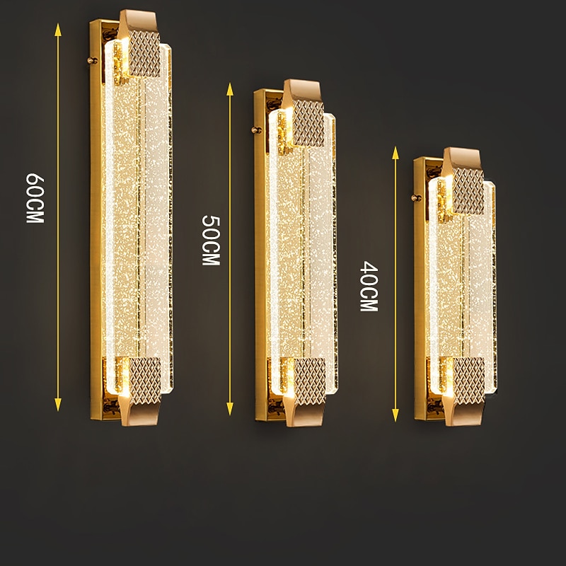 led vegglamper krystallboble for baderomsgang gull moderne sminkelampearmatur med krystallbobleglass, integrert led veggfestelampe,3000k innendørs vegglampe 2025 - $199.99 –P7