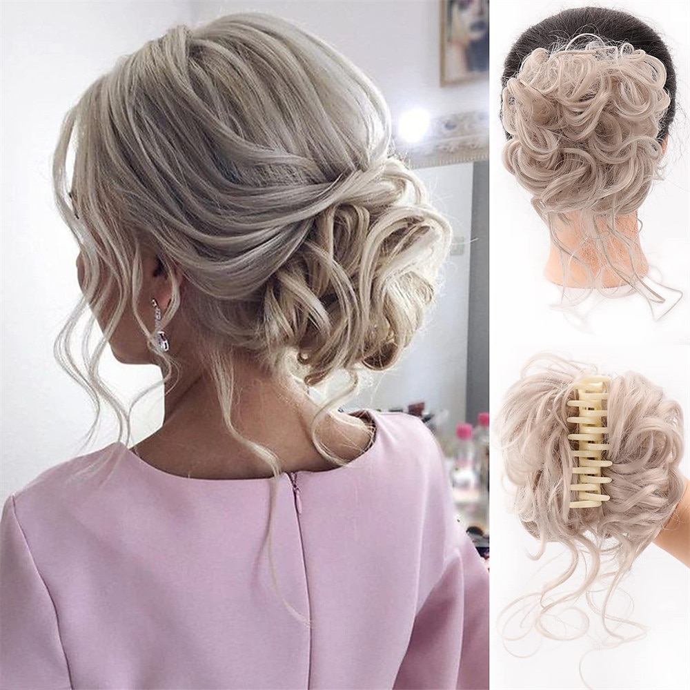 rotete bolle krøllete bølgete syntetisk hår scrunchies extension hairpieces for kvinner bun parykk klo i bun rotete chignons hair extensions(12t24#lys gyllenbrun blanding gyllenbrun) 2025 - $10.49 -P6