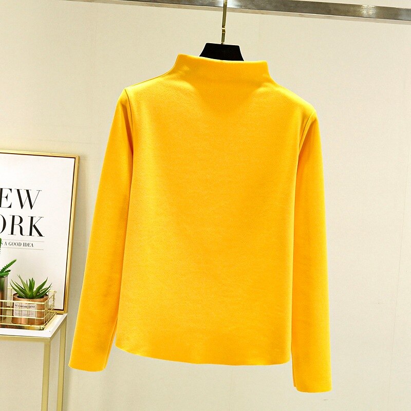 Per donna Maglieria intima Camicia di fondo Tinta unica Caldo sfocato Pile Sherpa Manica lunga A collo alto Collo di pile Top regolari Strada Informale Nero Giallo Rosa Blu marino Cachi Autunno del 2025 a $15.99 –P9