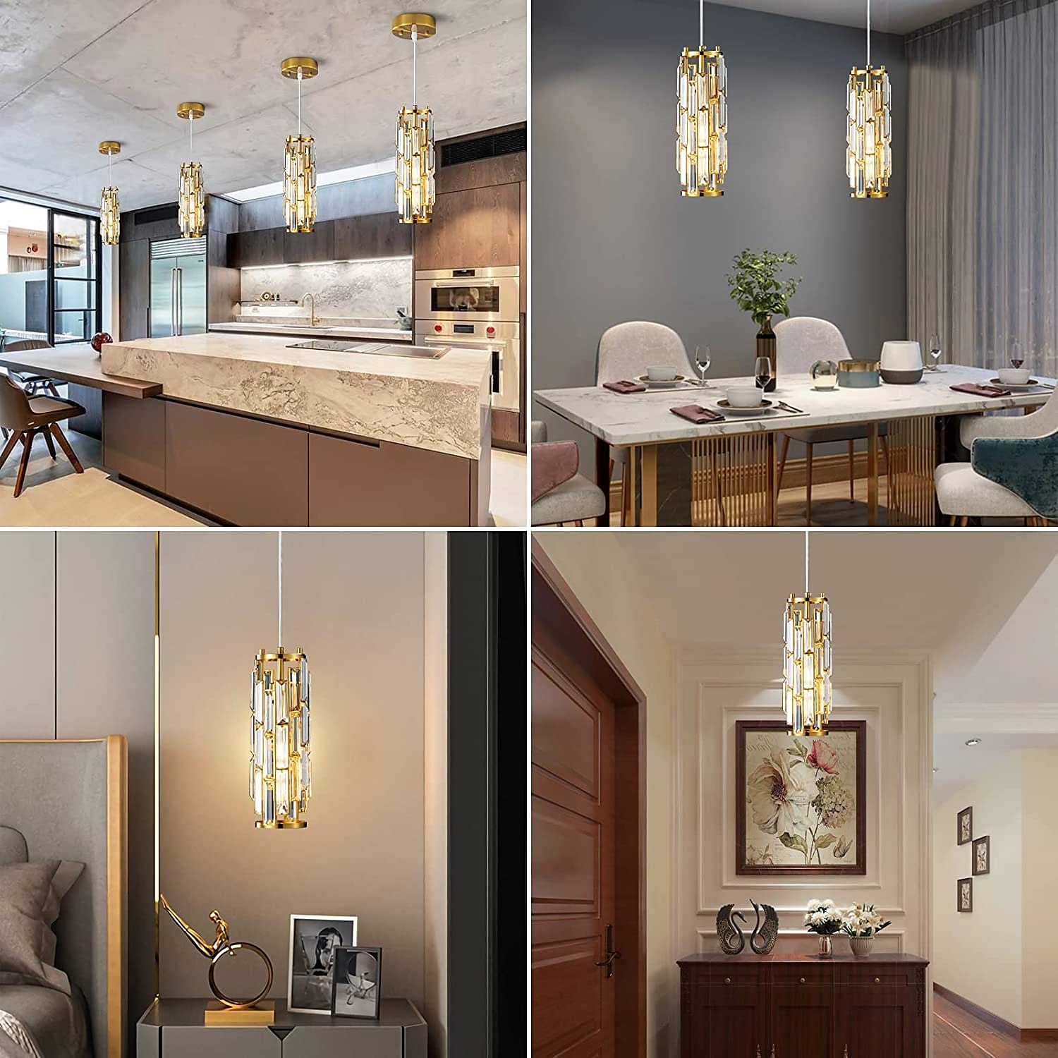 1 Light Pendant Light Black Modern Pendant Light, Mini Crystal Chandelier, Adjustable Pendant Light for Kitchen Island Dining Room Bedroom 2025 - $154.99 –P21