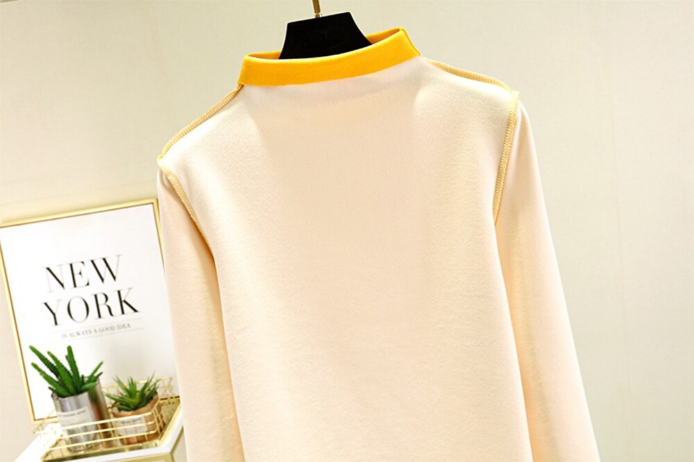 Per donna Maglieria intima Camicia di fondo Tinta unica Caldo sfocato Pile Sherpa Manica lunga A collo alto Collo di pile Top regolari Strada Informale Nero Giallo Rosa Blu marino Cachi Autunno del 2025 a $15.99 –P18