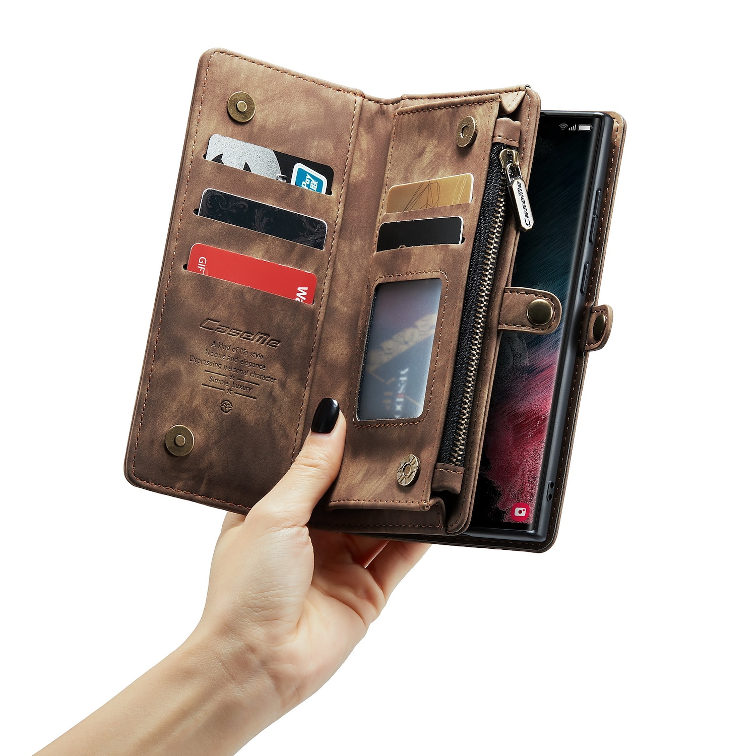 Чехол для телефона Samsung Galaxy Wallet Card S22 Ultra Plus S21 FE S20 A72 A52 A32 5G Note 20 10 Ultra Plus A51 с молнией и ремешком для телефона подставка однотонная PU-кожа 2025 - $38.99 –P9
