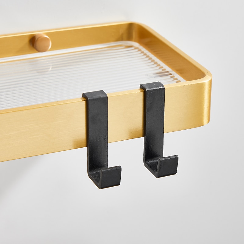 Bathroom Shelves Wall Mounted Golden Storage Organizer Rack Bathroom Kitchen Bathroom Hardware Pendant Bathroom Shelf Space Aluminum Acrylic Shower Rack Corner Shelf Square Bath Shower Shelf(Golden,Black) 2025 - $52.99 –P4