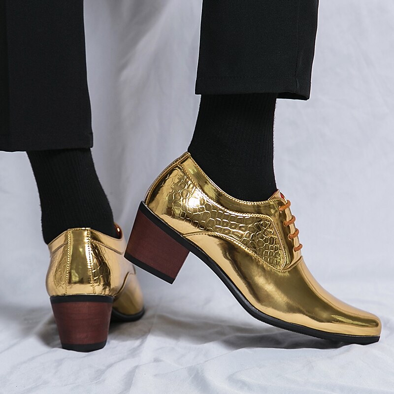 Herre Oxfords Derby-sko Pen sko Hevende Sko Lakksko Klassisk Fritid Daglig Kontor og karriere PU Snøring Gull Vår Høst 2025 - $54.99 –P5