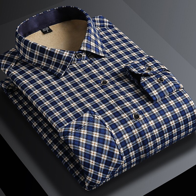 Voor heren Overhemd Geruit overhemd Shirt met kraag Fleeceshirt Overhemd met knopen Ruitjes Bruiloft Buiten A B C D Lange mouw Strijkijzer Winter Kleding 2025 - $29.99 –P2