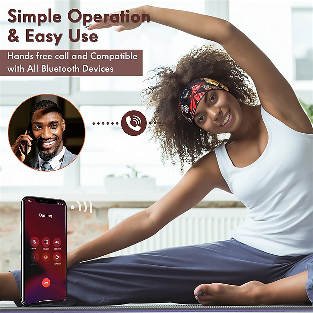 Slaapmasker Bluetooth 5.2 Slaap Hoofdtelefoons Florale Slapen Hoofdtelefoons Sport Hardlopen Muziek Hoofdband voor Zijslapers Beste Valentijnsdag Cadeau Reizen 2026 - $24.99 –P6
