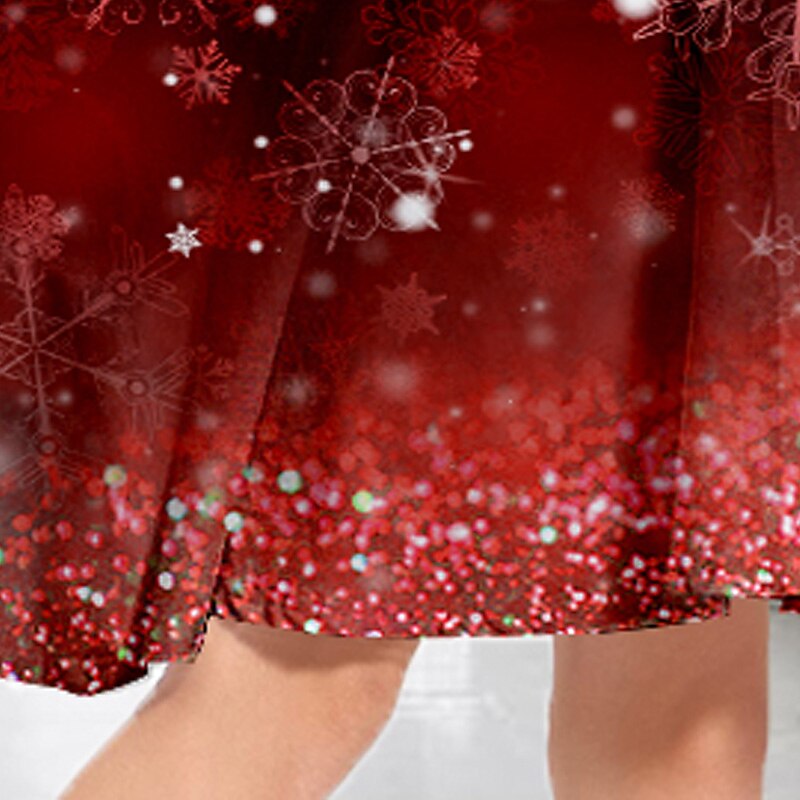 Copii Fete Rochie de Crăciun Rochie Rochie cu fulg de nea Fulg zăpadă Manșon Lung Casual Crewneck Adorabil Zilnic Poliester Sub Genunchi Rochie casual Rochie leagăn Rochie A line Toamnă Iarnă 3-10 ani 2025 - $17.49 –P5