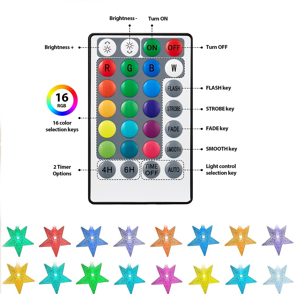 Ster String Lichten Lichten Decoraties 10M USB 16 Kleurverandering Afstandsbediening Vakantie Lichten Feest Vakantie Dimmen Timing USB Voeding Nieuwjaarsdecoratieve Lichten voor 1 Set 2026 - $45.99 –P2