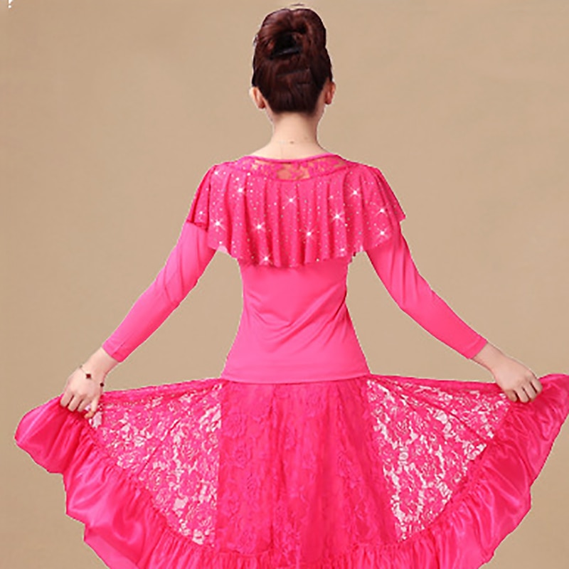 Latindans Ballroom-dans Topp Blonder Ren Farge Tvinning Dame Ytelse Trening Langermet Høy Polyester 2025 - $18.99 –P6