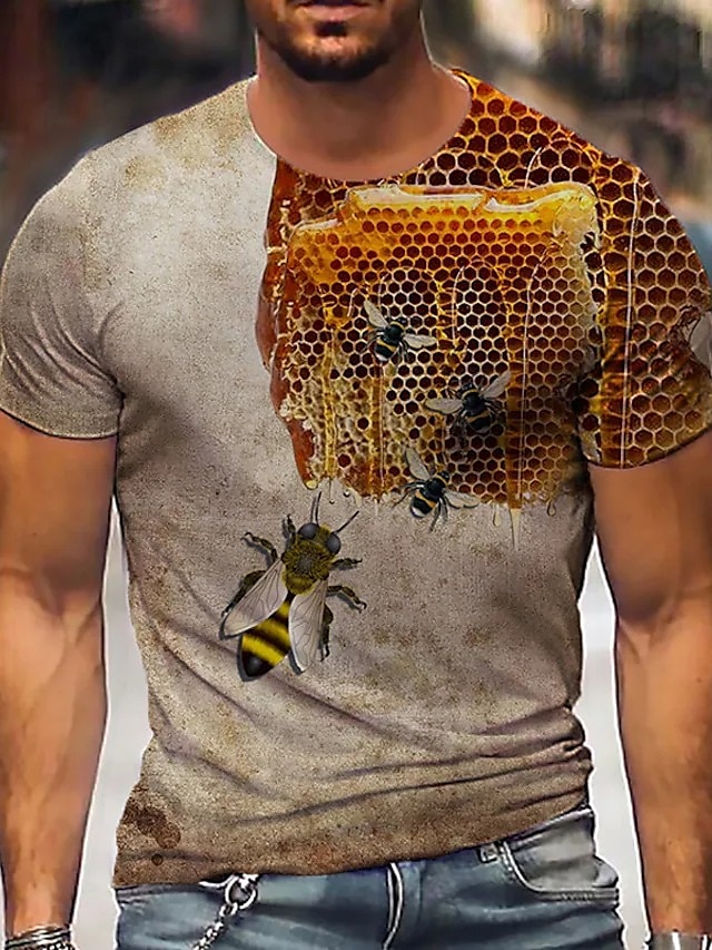 2025年 男性用 男女兼用 ミツバチ グラフィック シャツ Tシャツ 面白いTシャツ 半袖 Tシャツ 3Dプリント クルーネック シャツ デザイナー カジュアル 大きくて背が高い 日常 祝日 イエロー ライトブラウン オレンジ 夏 衣類 S M L XL XXL 3XL 4XL コレクション – $17.99 –P6