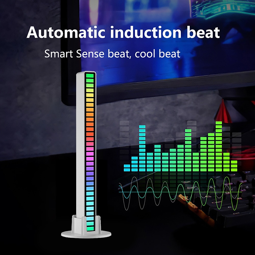 RGB Voice-controlled Synchronous Rhythm Light Internet Popular Color Music Environment Light Car Desktop Sensing Creative Led Atmosphere Light 2024 - $12.99 –P10