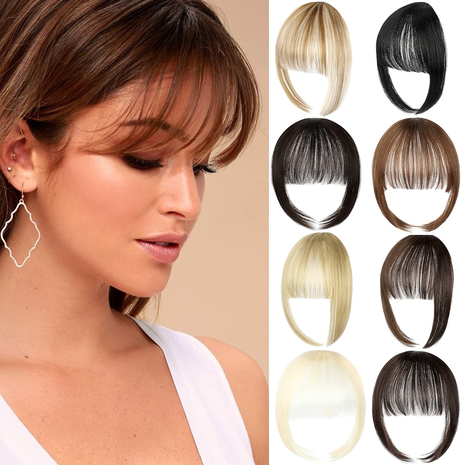 frange pince à cheveux dans les extensions frange naturelle frange clip-sur le devant soigné plat bang une pièce longue droite postiche pour les femmes de 2025 ? $9.49 –P1
