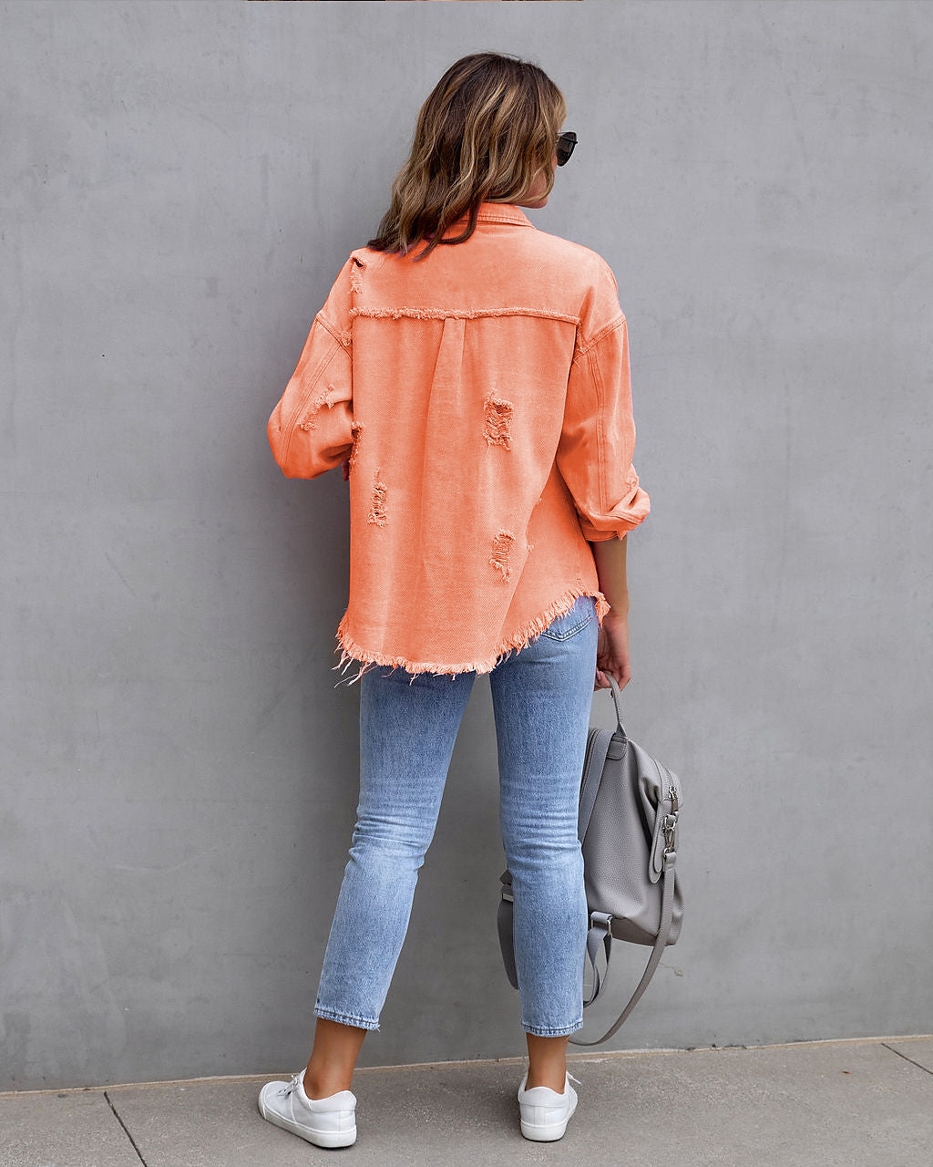 Women's Shacket Plain Basic Long Sleeve Shirt Collar Regular Tops Valentine's Day Casual Daily Buttons Pocket Pink Purple Orange Spring Fall 2025 - $35.99 –P19