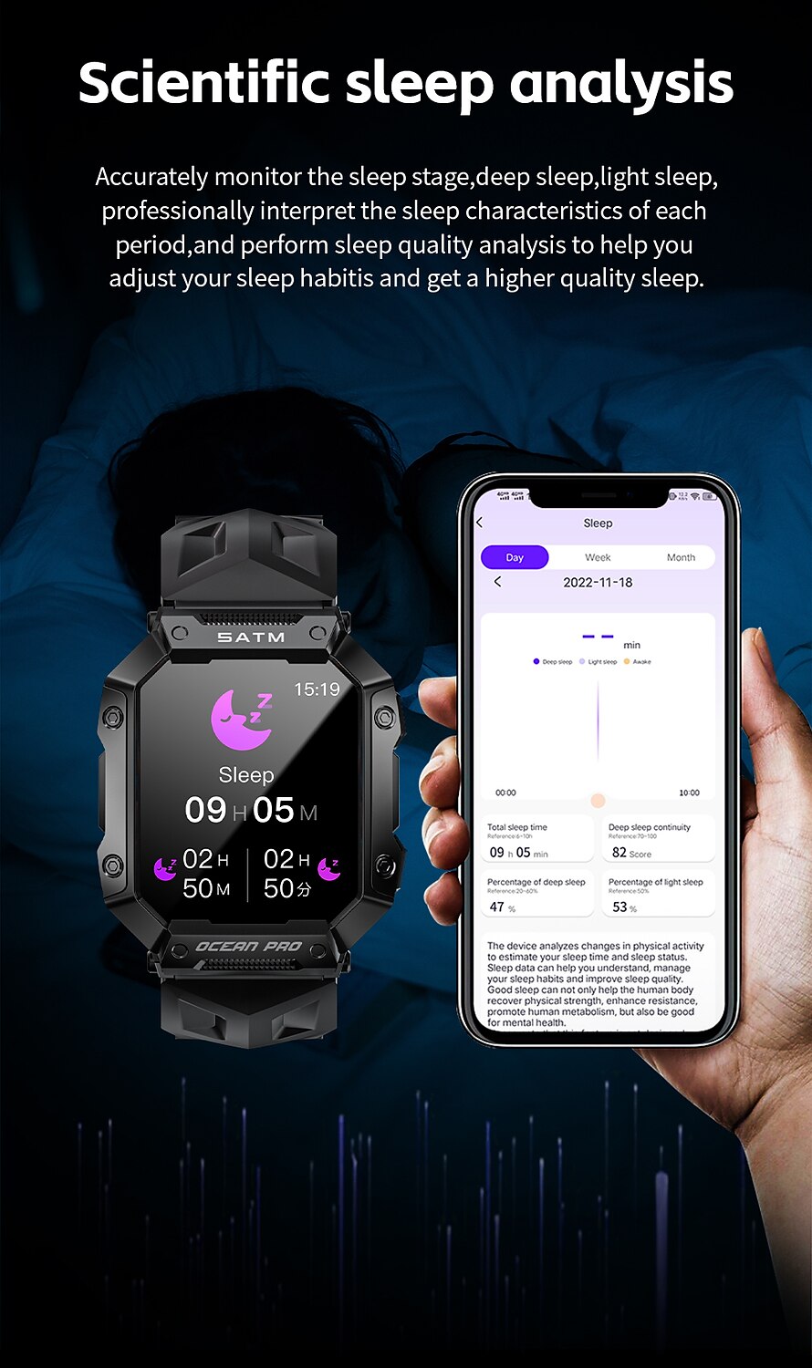 LOKMAT OCEAN PRO Smart Watch 1.85 inch Smartwatch Fitness Running Watch Bluetooth Pedometer Call Reminder Sleep Tracker Compatible with Android iOS Women Men Long Standby Waterproof Media Control IP68 2025 - $41.99 –P15
