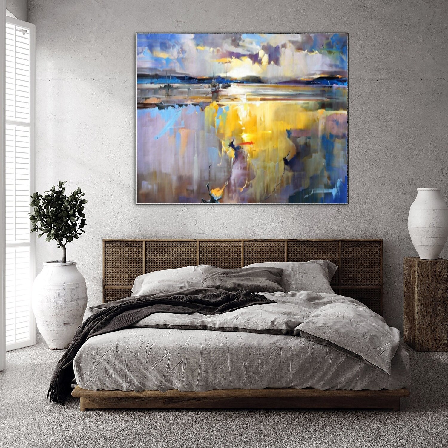 Peinture à l'huile Hang-peint Peint à la main Panoramique horizontal Abstrait Paysage Moderne Toile roulée (sans cadre) de 2025 ? $116.99 –P3